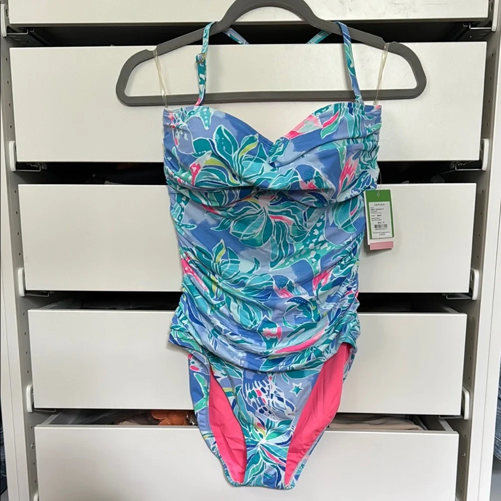 Lilly Pulitzer Bennet Blue Flamenco One Piece Swimsuit - Picture 2 of 7